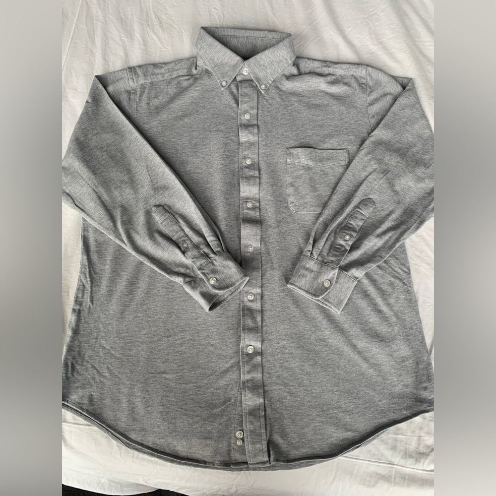 Mens’s Large Cotton Gray Full Button Down